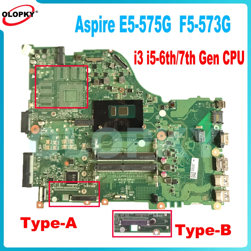 

DAZAAMB16E0 Mainboard for Acer Aspire E5-575 E5-575G F5-573 F5-573G E5-774G Laptop Mainboard with i3 i5-6th/7th Gen CPU DDR4