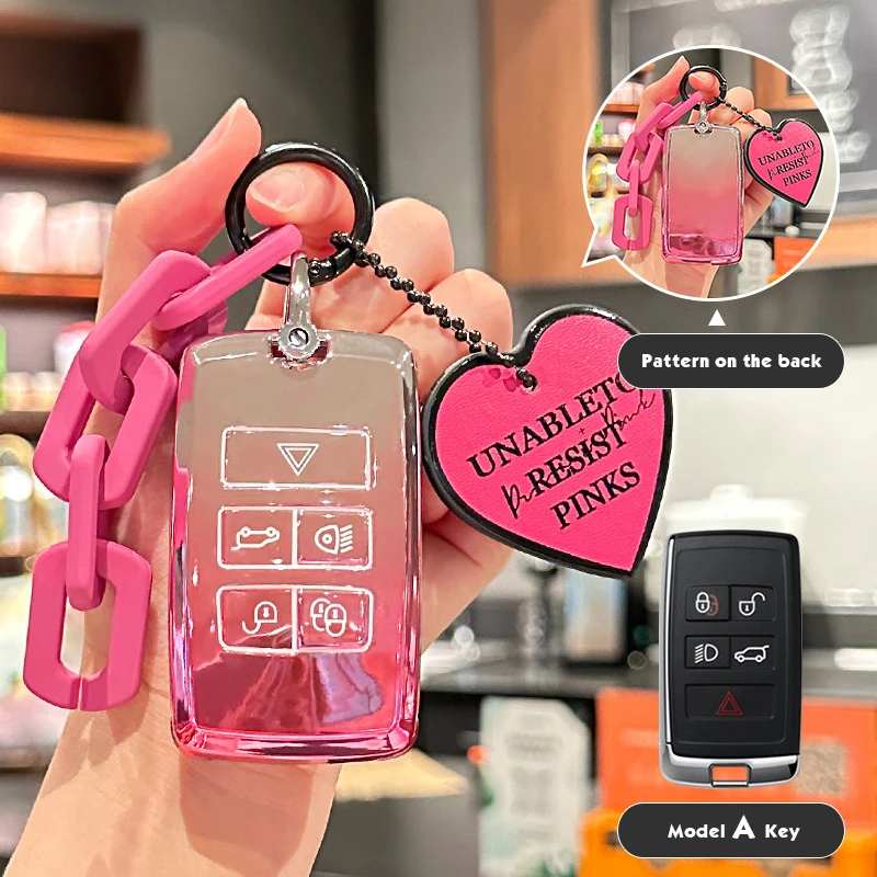 

Sakura Pink TPU for Land Rover Range Rover Discovery Evoque Sport Velar Smart Remote Car Key Case Cover Fob Holder Accessories