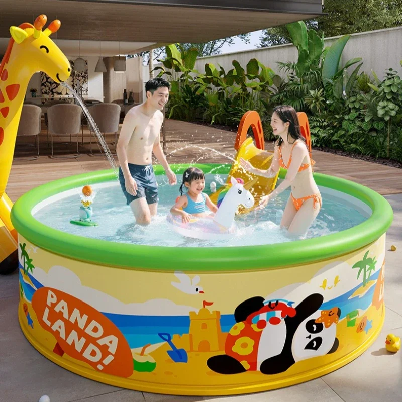 Portable Foldable Kids Pool Outdoor Backyard Home Family Baby Thick PVC Hard Wall Non Inflatable No Air Pump Easy Setup Hot Tub
