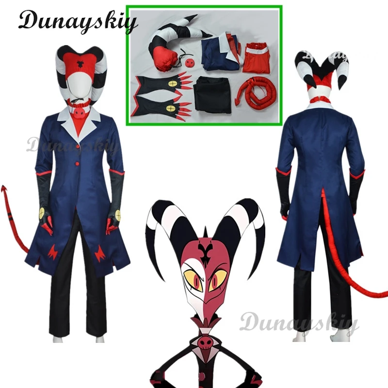 Anime Helluva Boss Blitzo Cosplay Costume HavingTail Party Uniform Suit with Tail Halloween Outfit for Men Women Custom Prop