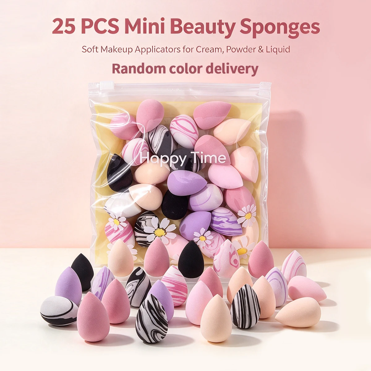 25Pcs Mini Makeup Sponges, Soft Makeup Sponge for Foundation Concealer Cream Blush, Multi-Use Makeup Applicators, Random Color