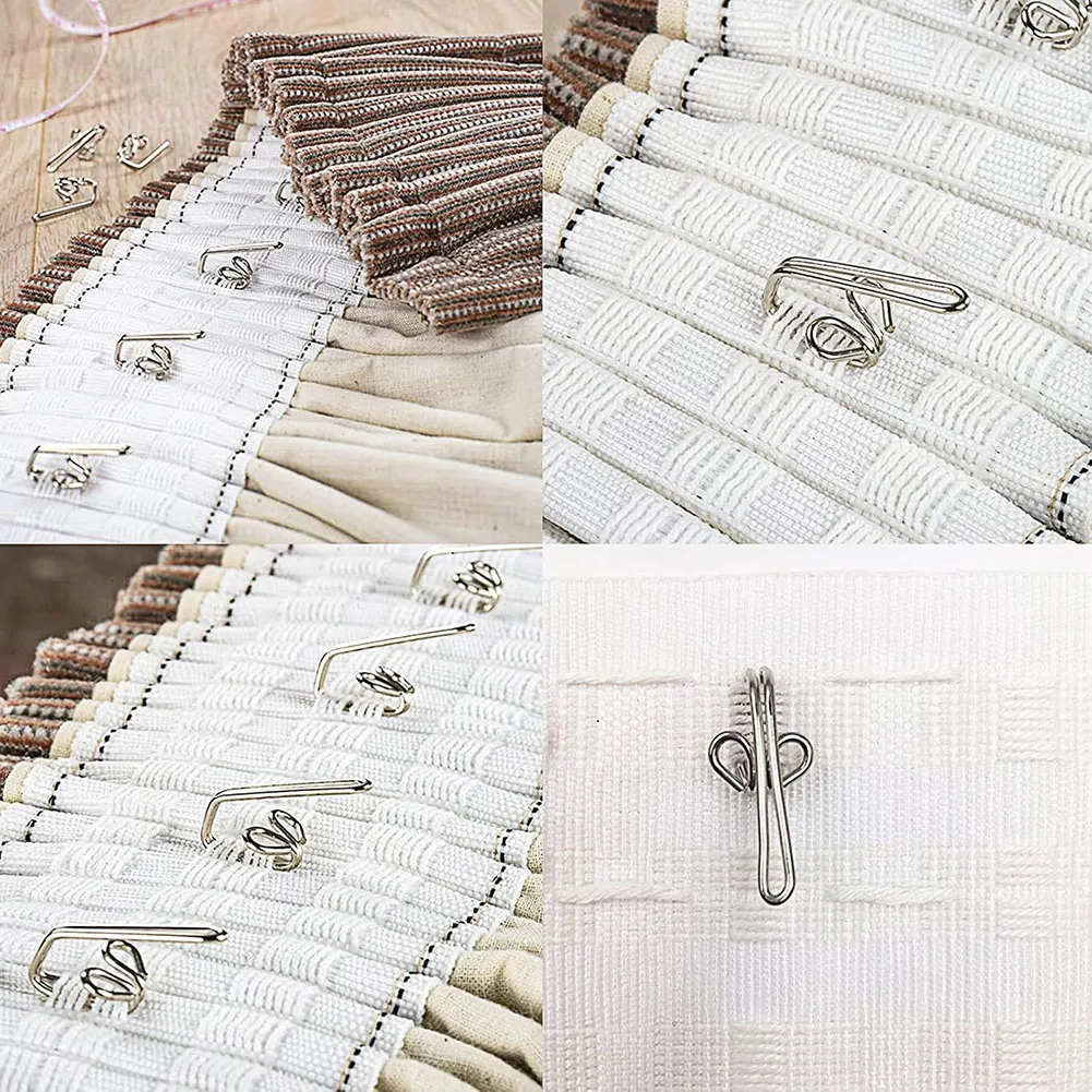 50 Pcs Curtain Hooks Drapery Butterfly Hook Stainless Curtain Pleat Tape Hooks Curtain Hanging Hook Brackets
