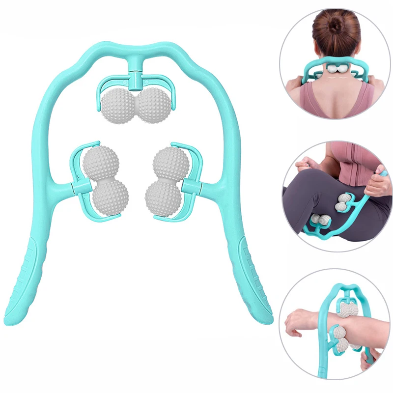 6-wheel Neck Massager Plastic Pressure Point Therapy Neck Massage Tools Neck Massage Relieve Hand/Waist/Legs Roller Massage Tool