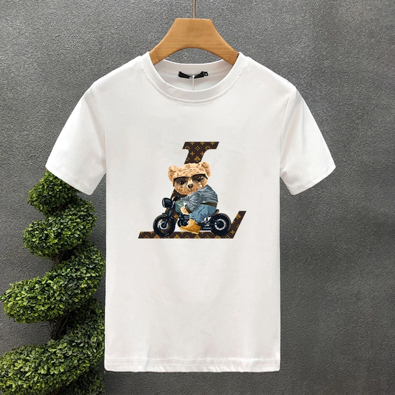 Luxury Brand L Bear 100% Cotton High Quality Printing Couple Tees Summer Harajuku For Men/Women Short Sleeve T-shirt Asian Size