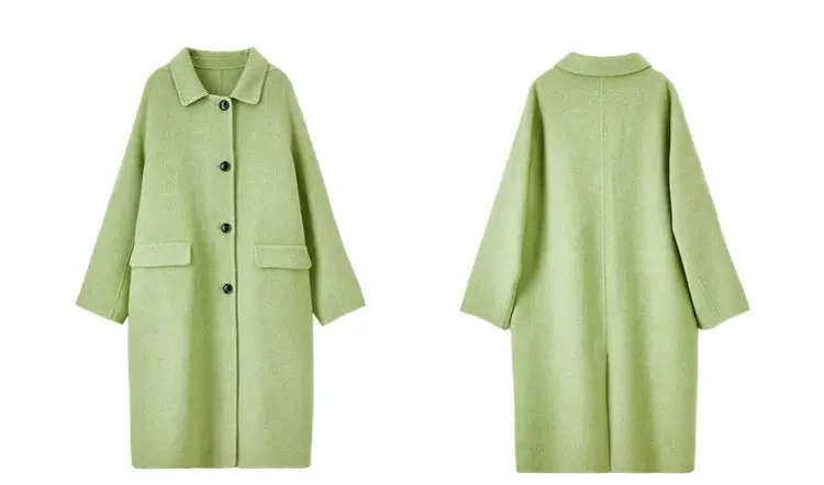 SENTUBILA Langer Mantel aus reiner Wolle für Damen 2026, lässiger Reverskragen, lockerer Trenchcoat, warmer Wintermantel, Damenoberbekleidung W54OF3636X – Detail 39