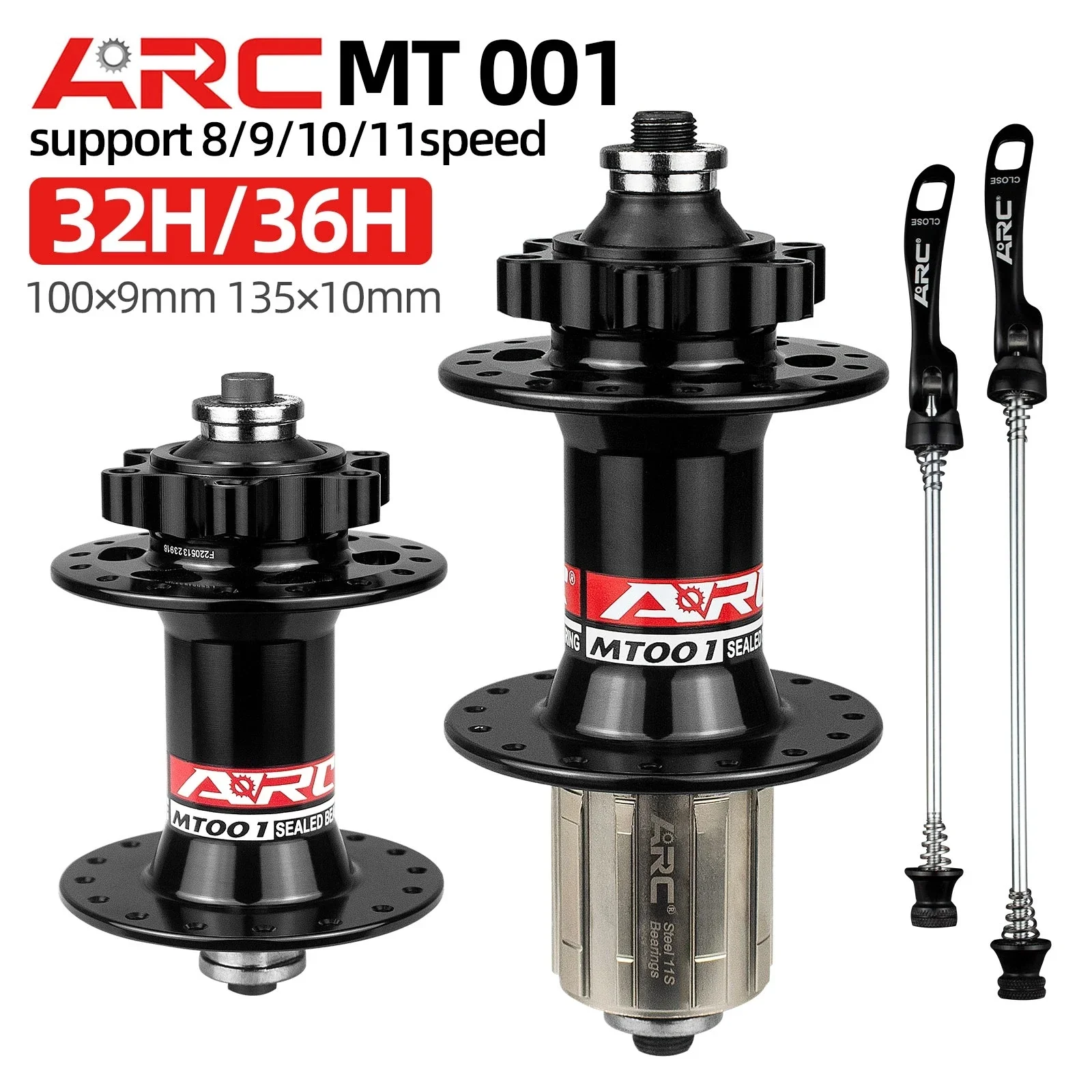 ARC-MTB Bicycle Hub,Front and Rear Bike Hub,32H,36H Disc Sealed Bearing,Quick Release HUBS,100mm,135mm,HG 8-12 Speed Cassette