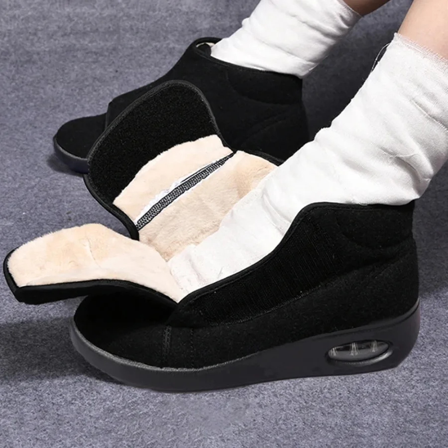 

Женские теплые ботинки, зимние бархатные ортопедические туфли с широкими ногами, опухлая обувь, женская мягкая удобная обувь с регулировкой Eversion для диабетиков