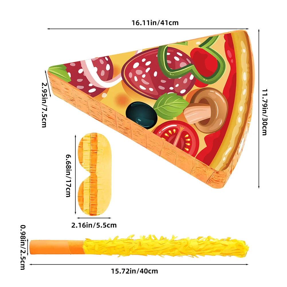مجموعة واحدة من بيتزا بيناتا لحفلات أعياد الميلاد مع عصا معصوب العينين لعبة قصاصات قابلة للتعبئة ثلاثية الأبعاد لتزيين الطعام تحت عنوان Cinco De
