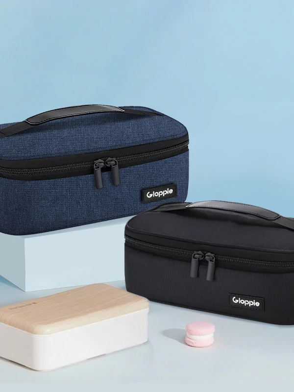 Thermal Lunch Box Bag Portable Bento Box Handbag for Students Going to School with Meal Box American Retro Style PU Material