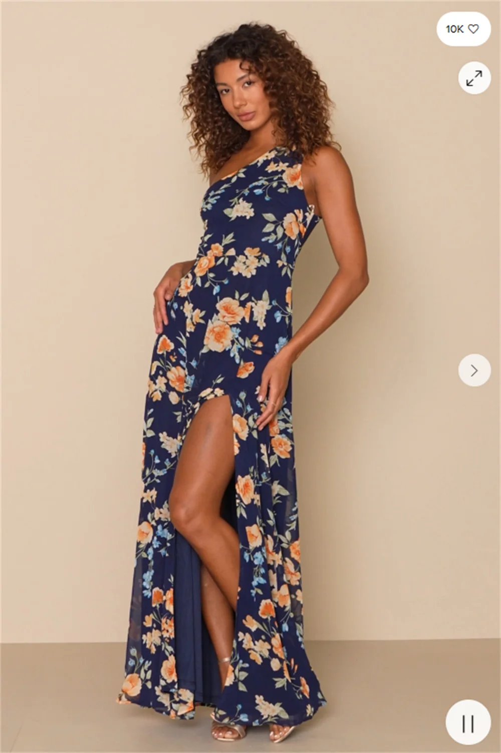 One Shoulder Floral Print Evening Dresses Side Slit Women's Formal Evening Gowns Elegant Prom Party Dress Robe De Soiree