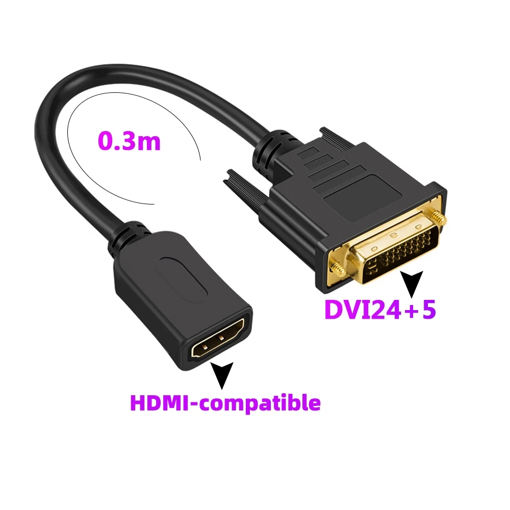 1080P HDMI-compatible to DVI Adapter Bi-Directional DVI-D 24+1 to HD Cable Compatible for Xbox PS4/3 PC Graphics Card Monitor