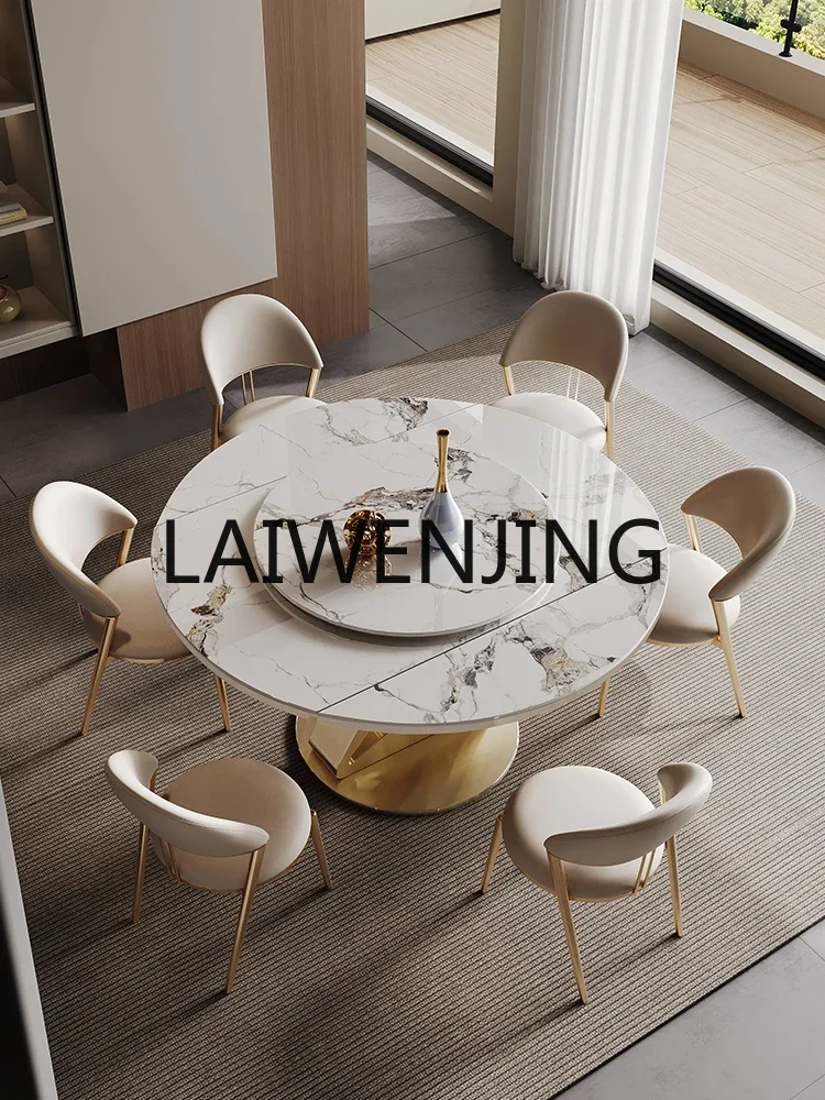 A2-3 RetractleHot PotDining Tle Square round Dual-Use Light Luxury with Turntle Hidden Induction Cooker Integrated Dining Tle