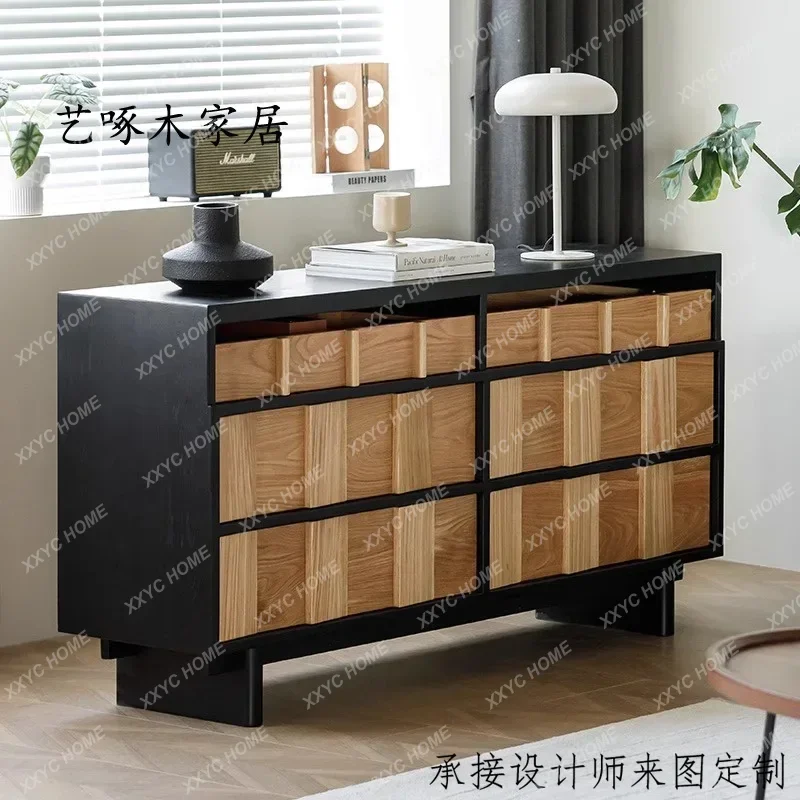 X-S     White Oak Chest Of Drawers Simple Solid Wood Storage Six Chest Of  Drawer Large Capacity Locker GH