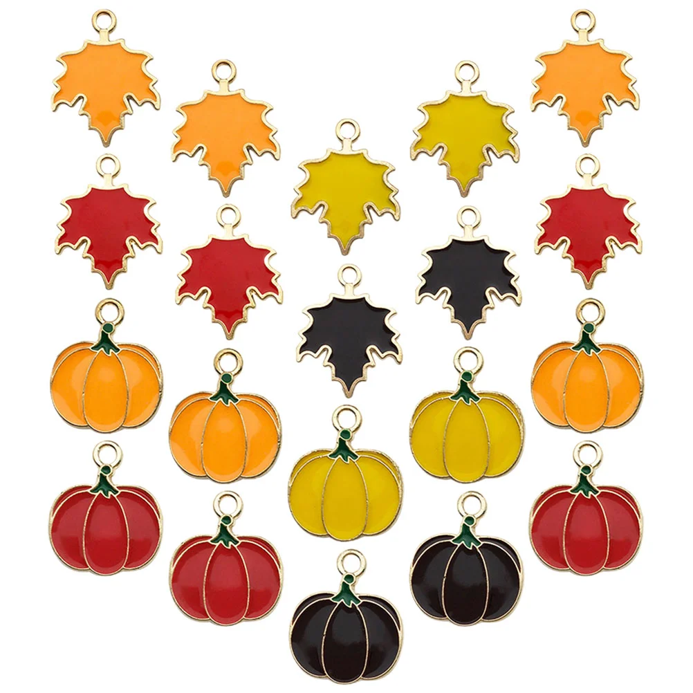 

32 Pcs Thanksgiving Pumpkin Head Pendant Charms Metal for Jewelry Making Fall Enamel Assorted Holiday Halloween Bracelet Autumn