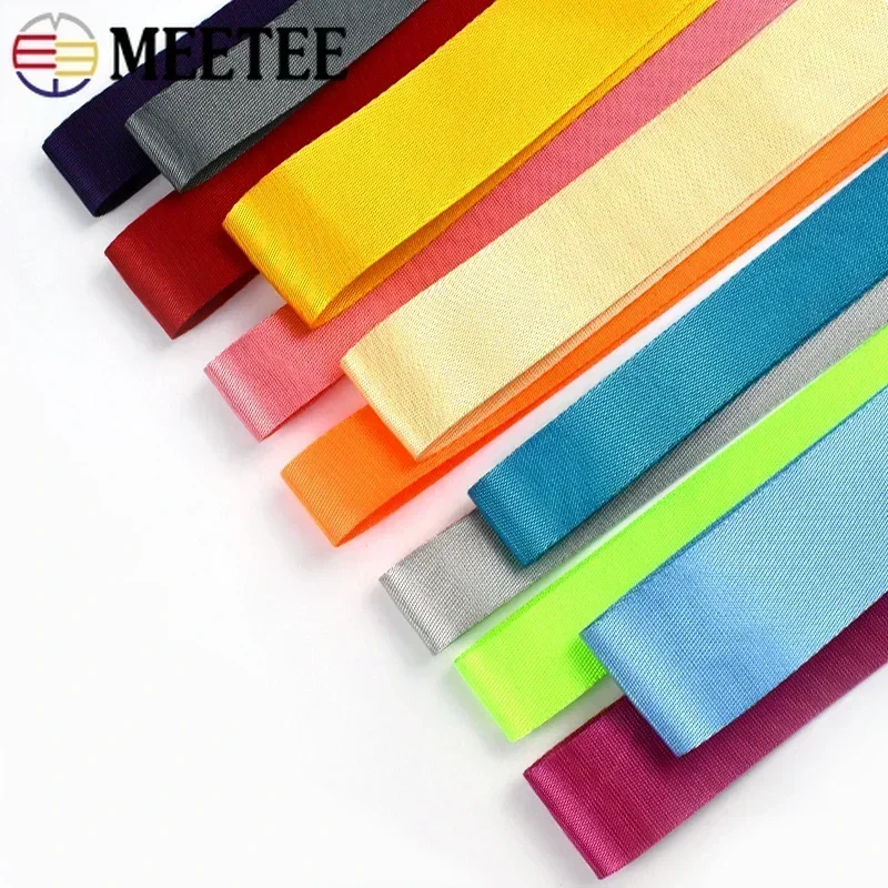 5M 20-50mm Nylon Webbing for Bag Strap 0.7mm Thick Colorful Satin Ribbon Tape Belt Sling Sewing Bias Binding Trimmings Material
