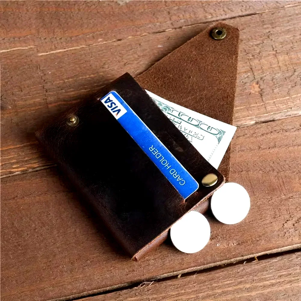Ręcznie robione minimalistyczne etui na karty ze skóry Crazy Horse, skórzany portfel vintage dla mężczyzn, designerski uchwyt na karty kredytowe, portfel z prawdziwej skóry, retro cienki portfel — zdjęcie 6