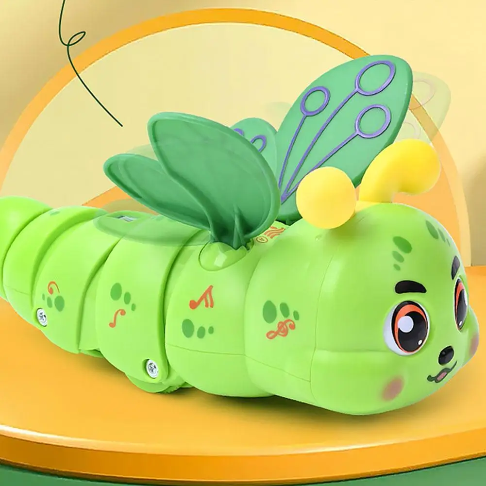 Cute Caterpillar With Color Light Dynamic Music Electric Toy Twist Crawling Rotating Cartoon Caterpillar Children's Birthday Gif