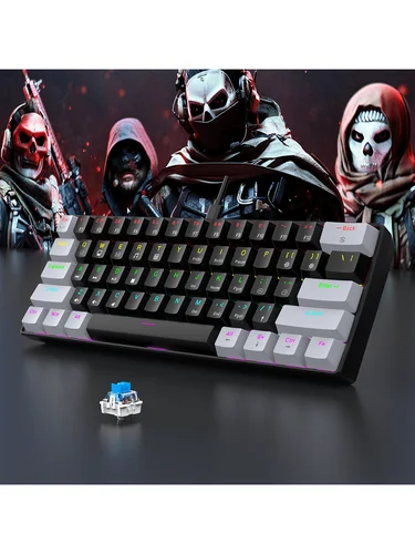 Imagen 2 del producto Teclado mecánico para juegos con cable 60%, minayout ultra compacto retroiluminado RGB para jugadores de PC/Mac y tipistas, diseño de viaje fácil