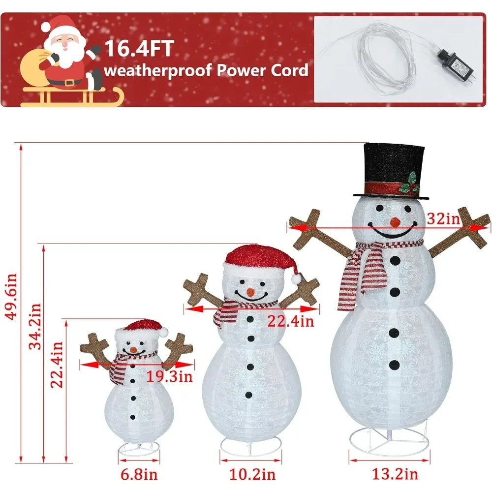 4ft Pop-Up Sneeuwpop Familie, Pre-Verlichte Vakantie Decoratie Bord Met 270 Led Verlichting, Aangepaste Plaatsing Vakantie Display Voor Buiten