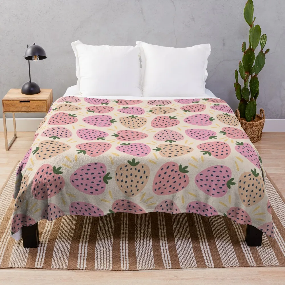 

Fun strawberry gradient colour tones pattern Throw Blanket Thermal Luxury Designer Blankets