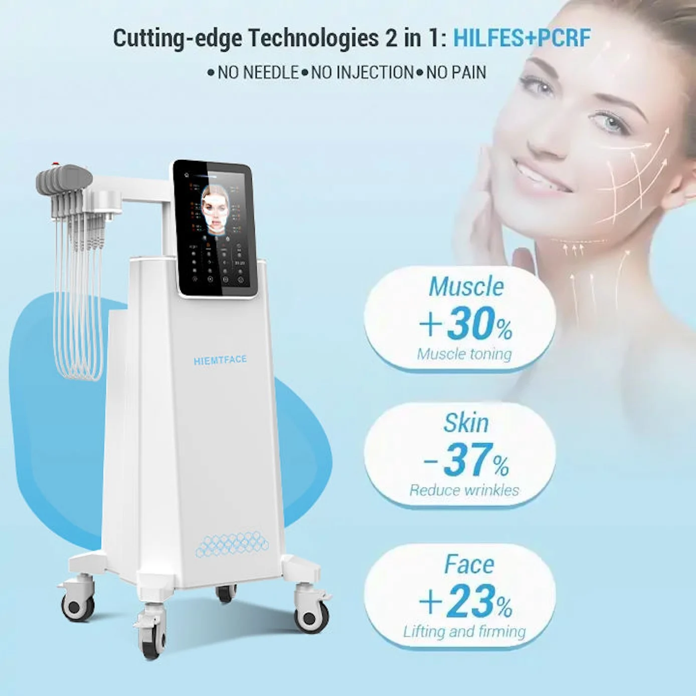 MF6 New Upgrade HIEMTFACE Wrinkle Removal Vertical Facial Machine EMS Skin Firming Remove Double Chin Face Body Beauty Equipment