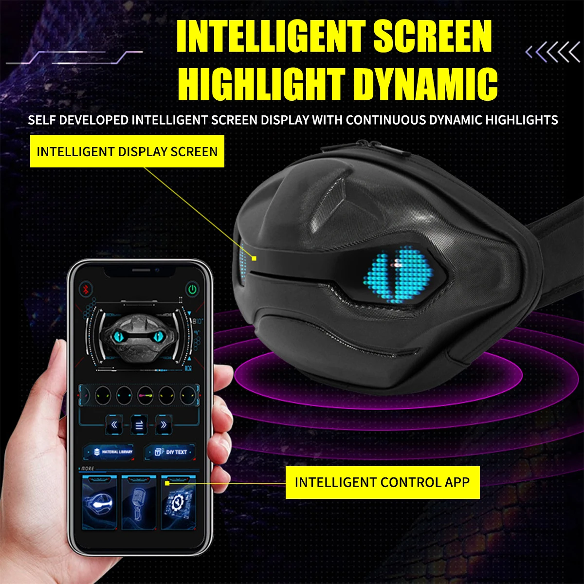 Cool Toothless style Satchel Riding Drop Leg Side Bag LED Screen Display APP Control Waterproof Dynamic Screen Shoulder Bags