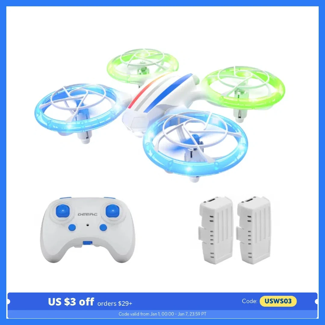 DEERC D23 Drones for Kids,RC Drone with Altitude Hold and Headless Mode,Quadcopter with Lights,Propellers Full Protect and Doubl