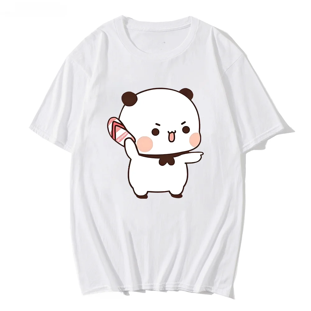 

Cute Bubu Is Throwing Flip-flops At Dudu Since He Teases Bubu T-Shirts Bear Tshirt Kawaii Women Men Tops Graphic Clothes