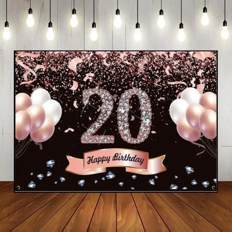 Happy 20th Birthday Photography Backdrops Background Prince Hotwheels Red Photo Balloon Teddy Bear Baby Shower Decoration Party