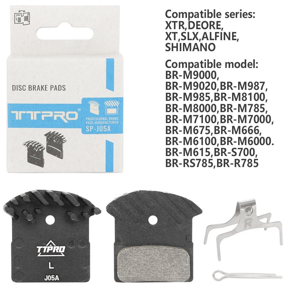 TTPRO SP-J05A Resin Disc Brake Pads Cooling Fin J05A for DEORE SLX XT XTR M675 M785 M6000 M7000 M8000 MTB Bike Brake Pads