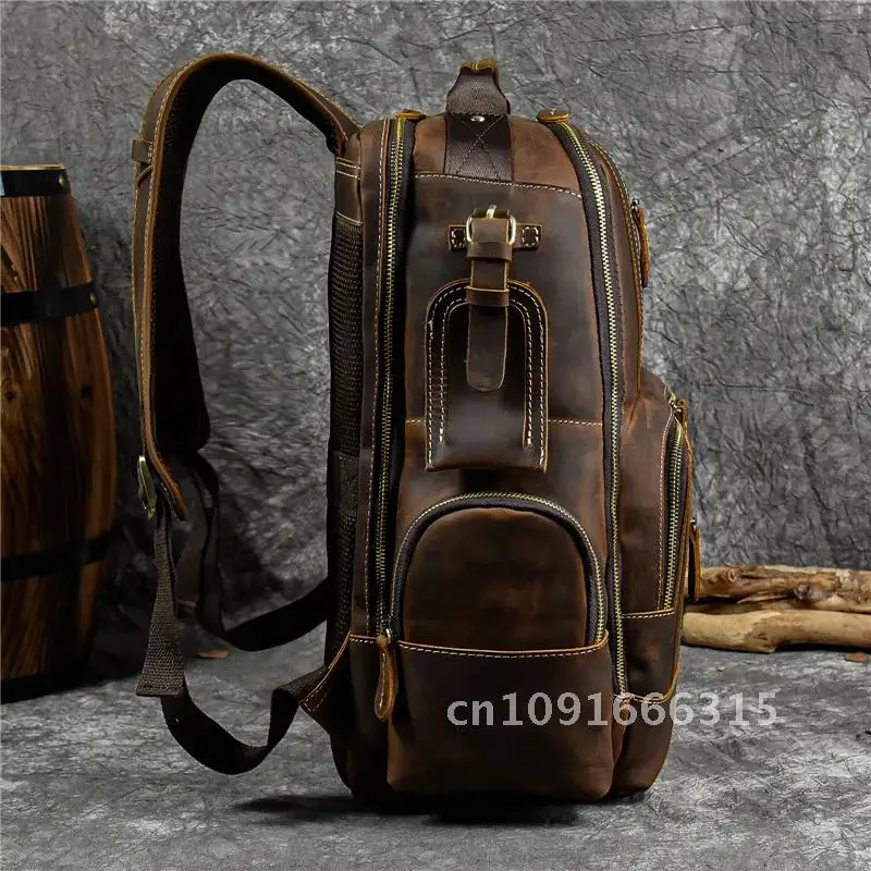 Mochila de cuero Newsbirds para hombre, mochila retro de lujo a la moda, bolso de viaje, mochila escolar para hombre, mochila de cuero para hombre