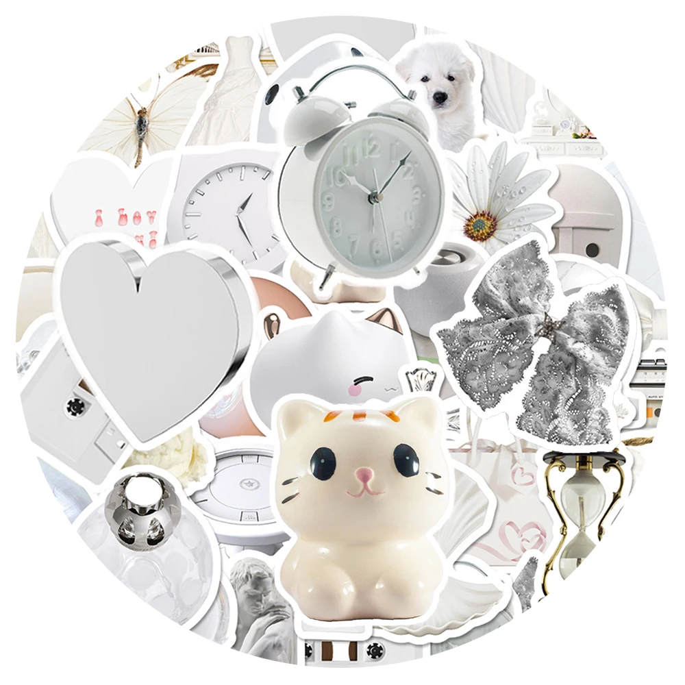 

10/30/50pcs Cute White INS Style Stickers Aesthetic Art Sticker Decoration DIY Suitcase Skateboard Phone Graffiti Decals Packing