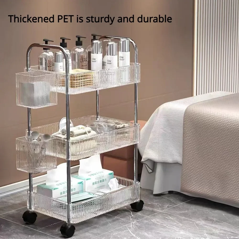 Acrylic Multi-Layer Rolling Cart Transparent Storage Rack Trolley Multi-Layers Storage Rack Home Trolley Snacks Cosmetic Racks