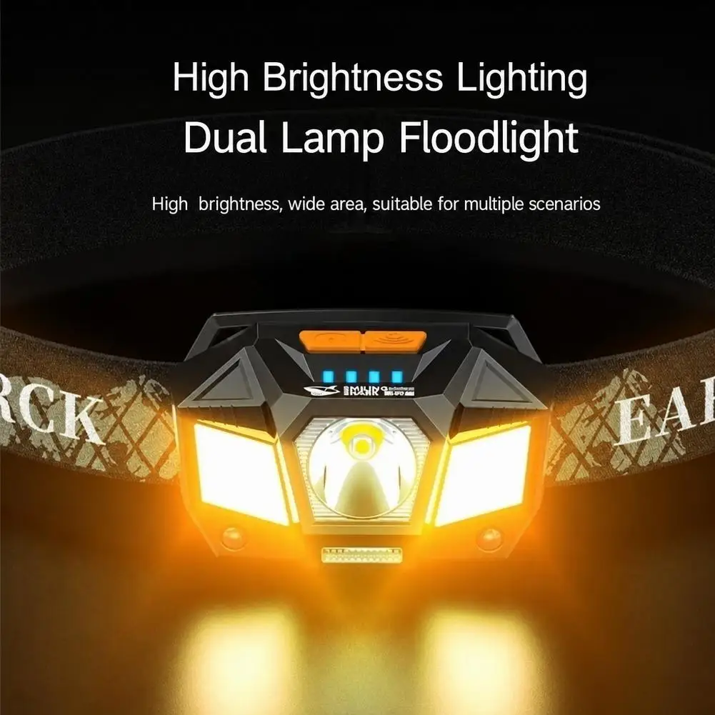 Powerful LED Sensor Headlamp USB Rechargeable Headlight Head Torch Camping Search Light For Fishing