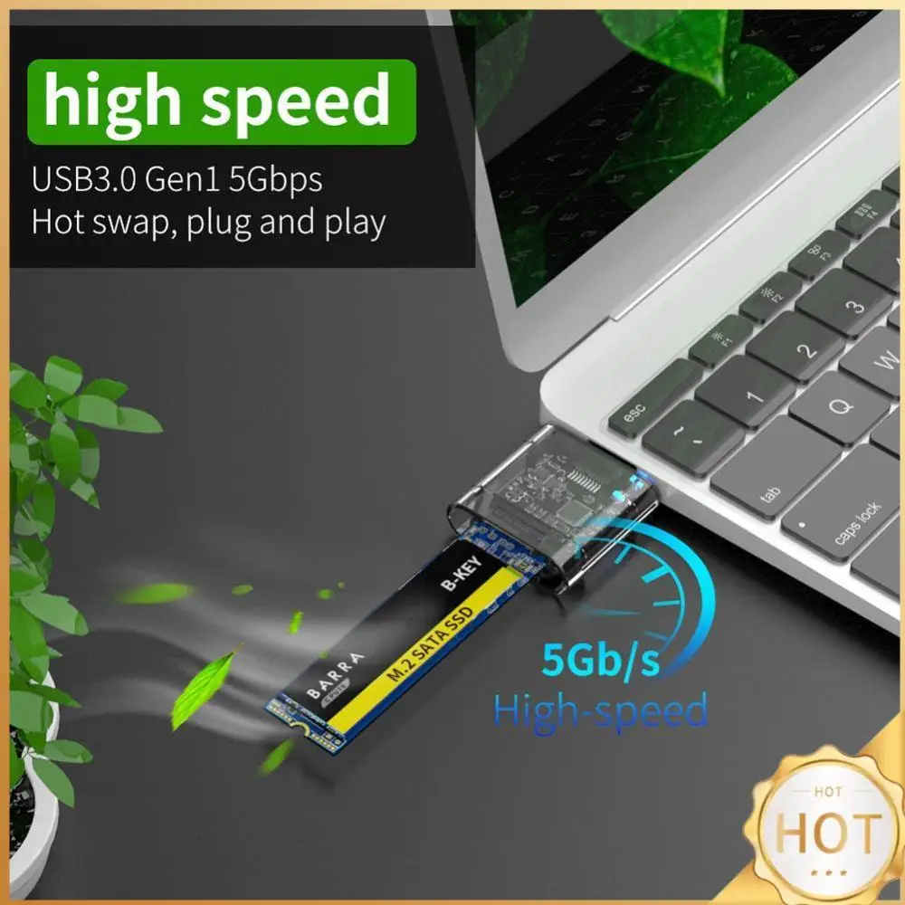 

Чехол для жесткого диска с внешней застежкой PC M2 SSD Корпус M.2 к USB3.0 Gen 1 5 Гбит/с Высокоскоростной SSD-корпус для SATA M.2