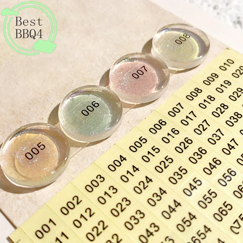 (BBQ4)1/4sheet Waterproof Laser Number Label Stickers For Craft Self Adhesive Nail Polish Lipstick Color Number Tags Sticker