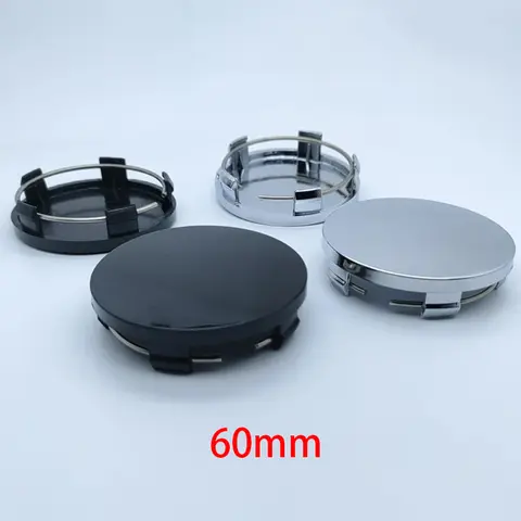 4Pcs 60mm ABS 블랙/실버 범용 자동차 휠 허브 센터 캡 커버 대부분의 자동차 트럭 바퀴 타이어 및 부품 마모 부품