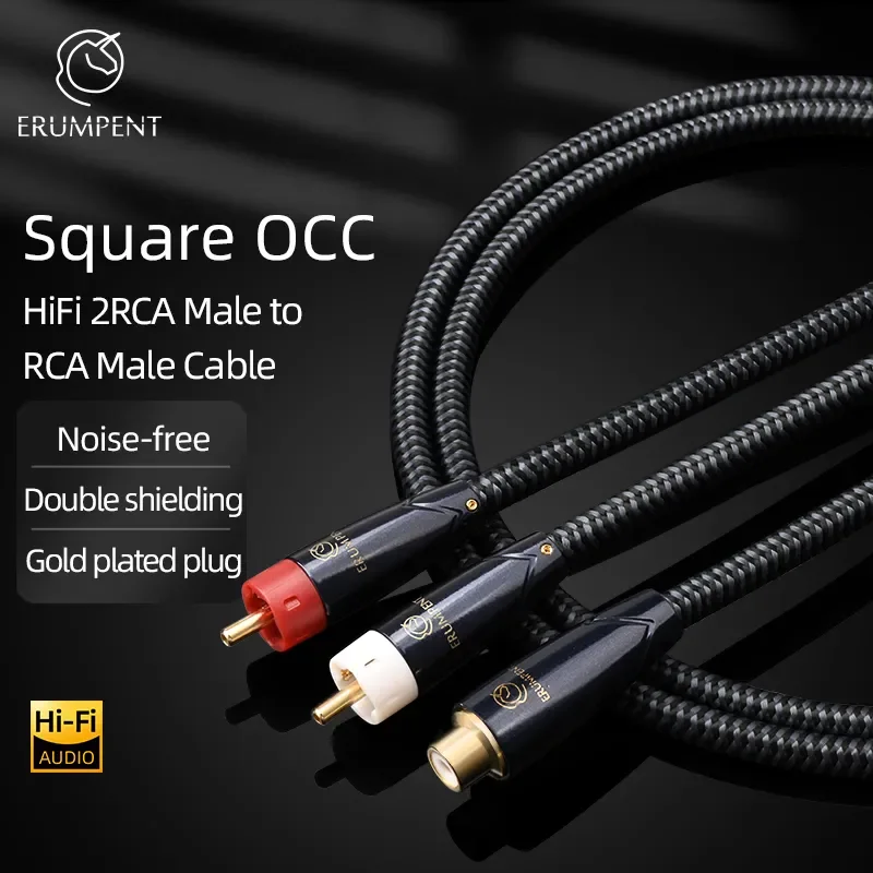 Hi-end HiFi RCA to 2RCA Audio Cable Square OCC RCA Female to 2 RCA Male Cable for CD DVD DAC