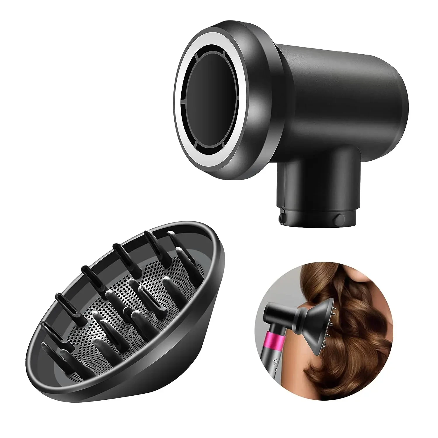 Diffuser and Adaptor for Dyson Airwrap Styler, Hair Dryer Diffuser Attachment Compatible with Airwrap Styler Converting to Hair