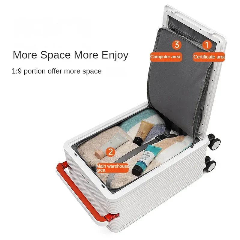 Travel Suitcase 2024 Newest 1:9 Deepen Rolling Luggage with Computer Pocket Sturdy and Durable Business Large Space Trolley Case