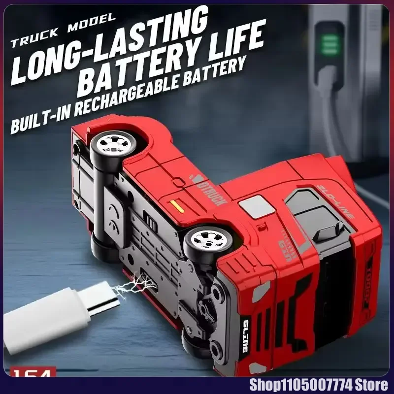 Mini Camion RC Drift 1/64 2.4G 4WD con Luci LED, Auto RC ad Alta Velocità 15KM/H, Giocattolo da Corsa per Divertimento Multiplayer, Regalo di Compleanno per Bambini