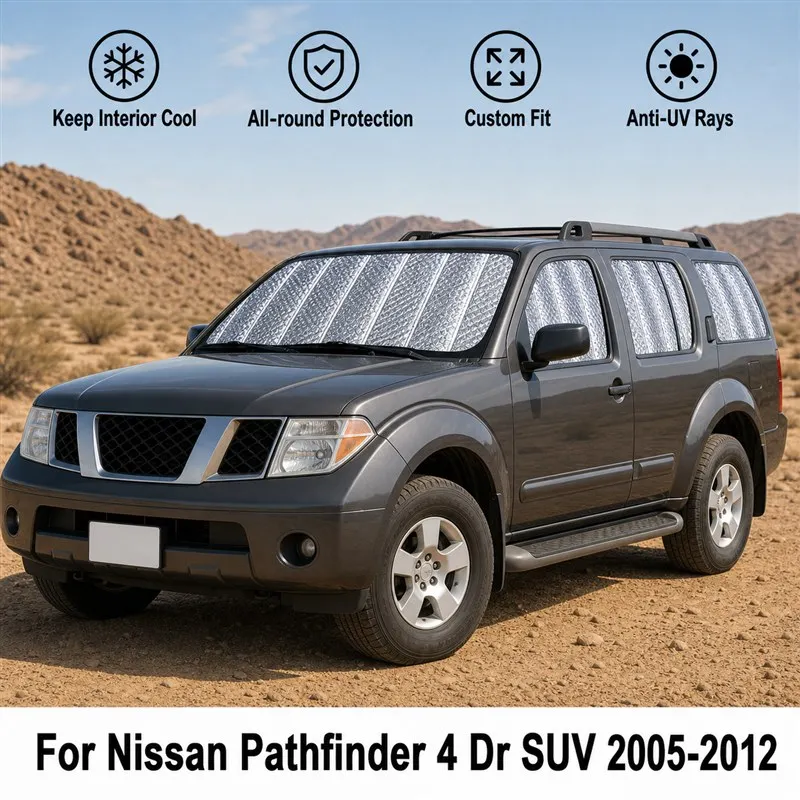 Pare-soleil complet pour vitres de voiture Nissan Pathfinder 4 portes SUV 2005-2012, protection UV, isolation thermique, rideau de voiture pliable