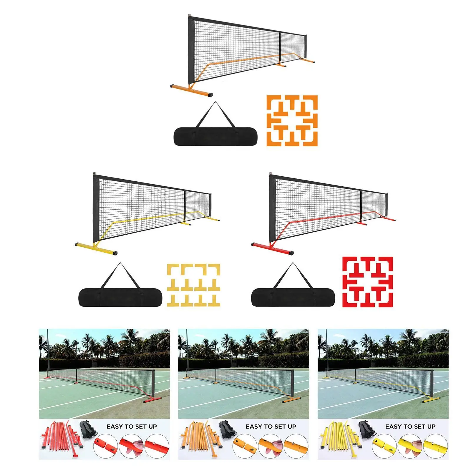 Filet de sport portable pour entraînement de tennis en intérieur et en extérieur, filet de balle, équipement de 22 pieds, 514