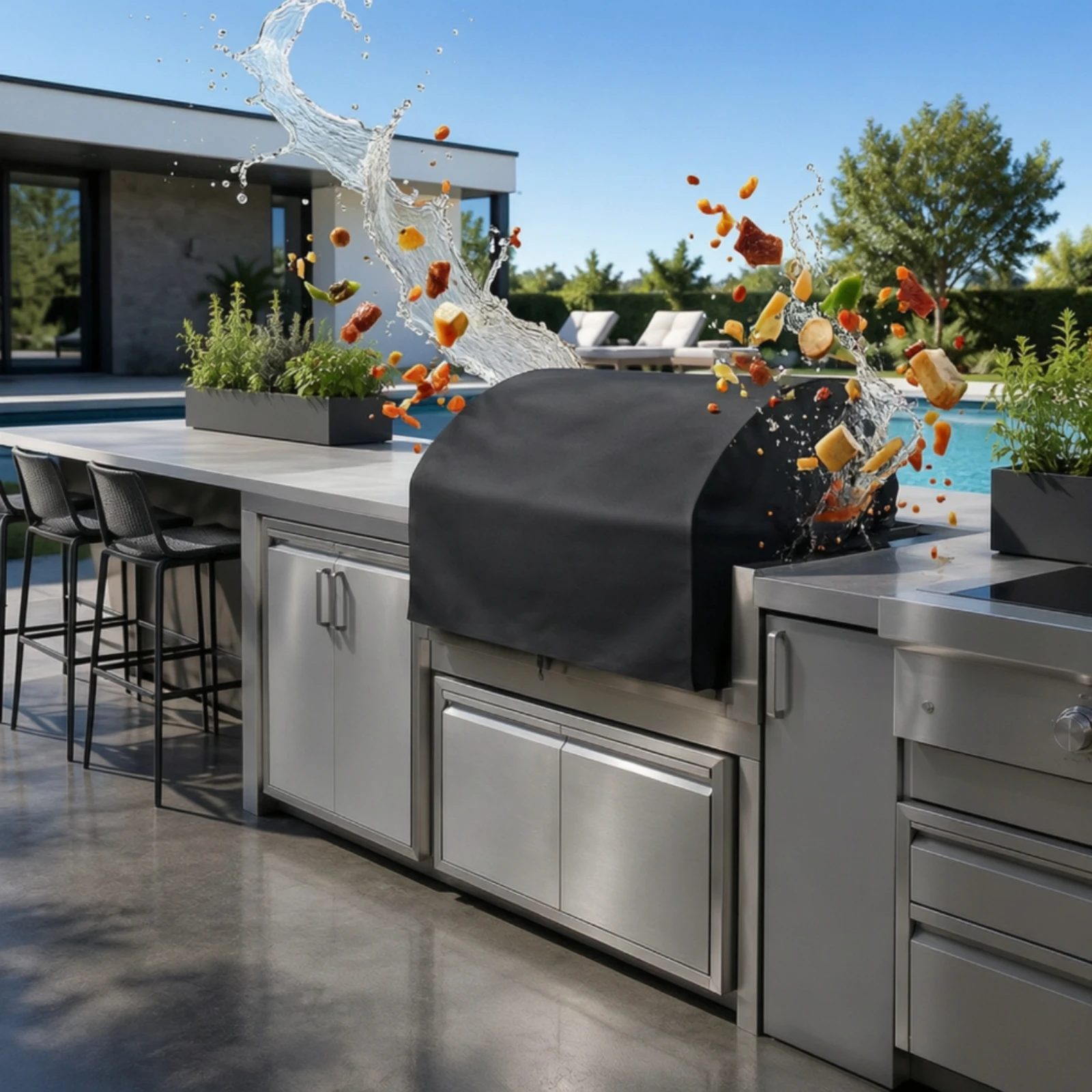 Barbecue Grill Cover Outdoor Fitted Grill Cover Snug Sleek-Profile for Patio, Backyard