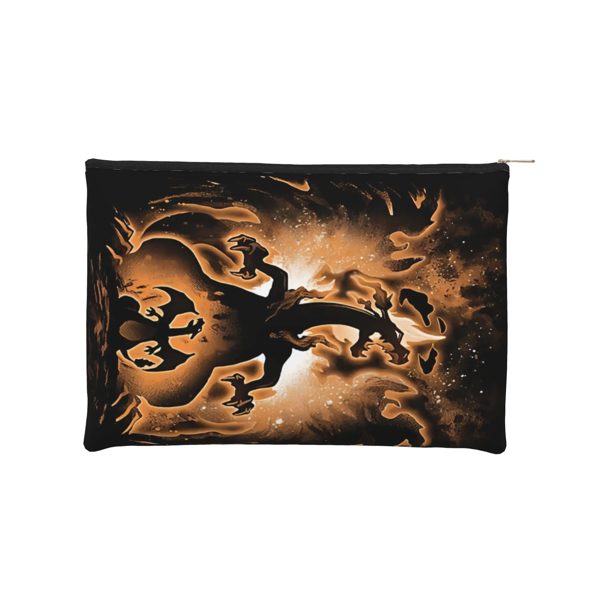 Elegante bolsa de maquillaje con diseño de Charizard de Pokémon, bolsa de aseo con cremallera, bolsa de lavado.