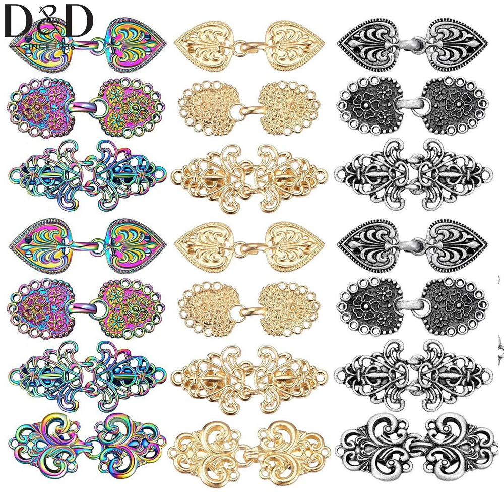 

4pcs/set Vintage Sweater Swirl Cape Cloak Clips Shawl Collar Clasp Dress Shirt Button Clip Cardigan Buckles for Women Clothes