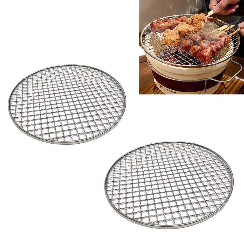 24/26CM Round Stainless Steel Barbecue Net BBQ Mesh Grate Grid Camping Picnic Food Rack BBQ Grill Kitchen Tool Accessories