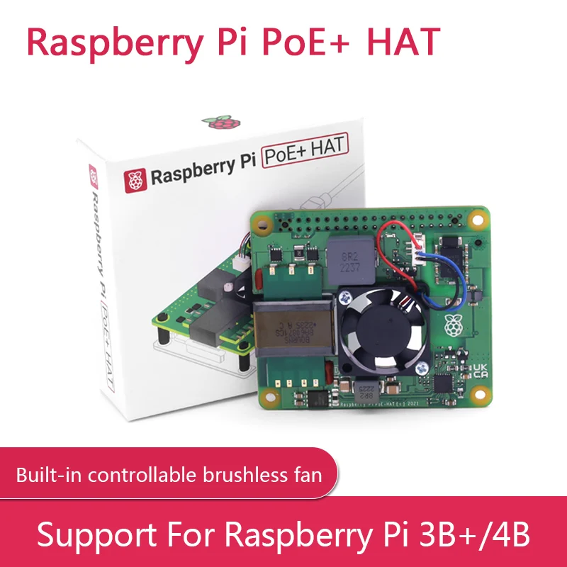 

RASPBERRY PI PoE+ Hat/PoE Hat The Official Power-Over-Ethernet Add-on Board For Raspberry Pi 4/3B+