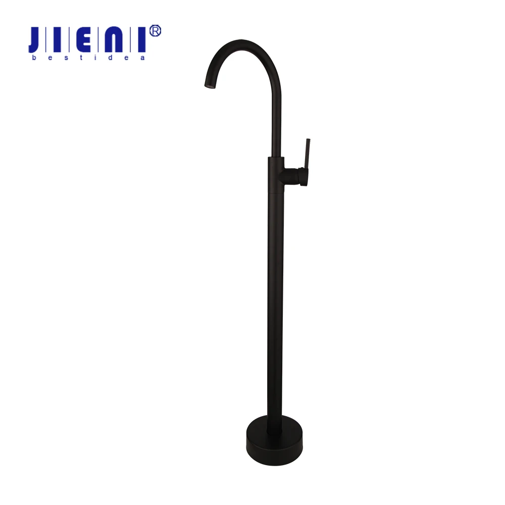 JIENI Brushed Gold & Matte Black Bathtub Bathroom Faucet Free Standing Bath Mixer Control Floor Mounted Shower Bathtub Faucet