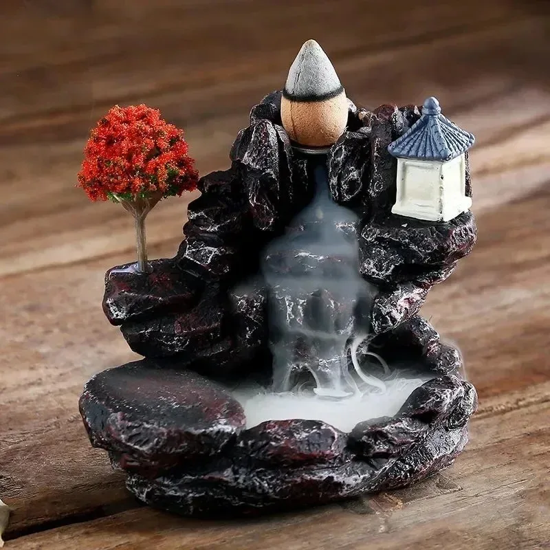 Backflow Incense Burner Mountain River Waterfall Aroma Smoke Zen Censer Holder Home Decor Fun Gift